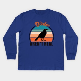 Vintage Birds Aren’t Real Movement - If It Flies It Spies Kids Long Sleeve T-Shirt